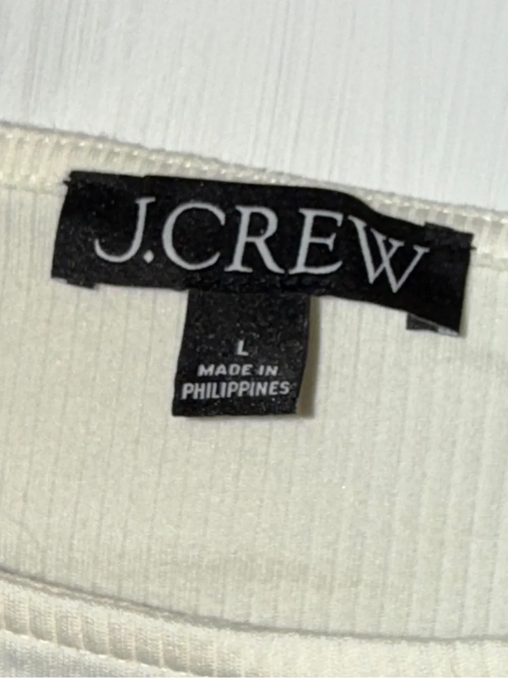 J. CREW Women's Ivory Vintage Rib Ruffle Flutter Sleeve Boatneck Top Size L